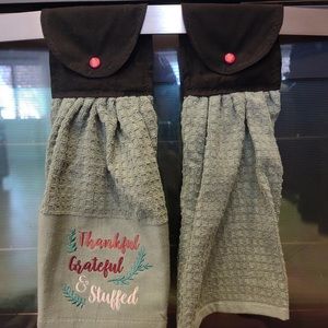 Thankful, Grateful & Stuffed Hanging Towel, Set 2